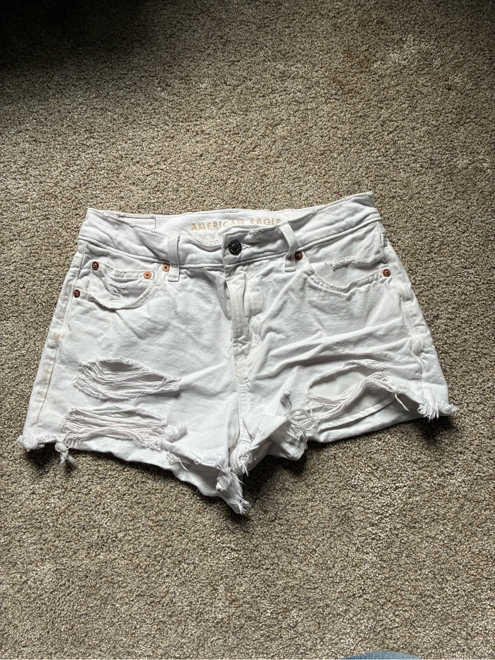 American Eagle Outfitters White Ripped Denim Mini Shorts